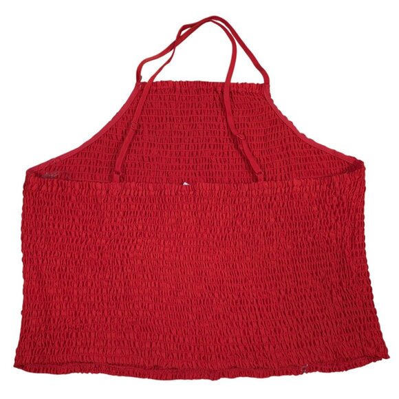 A New Day Red Smocked Crop Top L NWT Elastic Strap Summer Blouse. - Picture 2 of 6